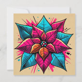 Afdrukbare Vibrant Pop Art Poinsettia Scrapbook Kaart (Achterkant)