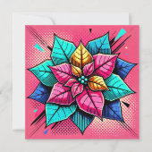 Afdrukbare Vibrant Pop Art Poinsettia Scrapbook Kaart (Voorkant)