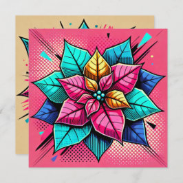 Afdrukbare Vibrant Pop Art Poinsettia Scrapbook Kaart