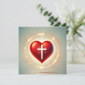 Afdrukbare Vibrant Red Heart Christelijk plakboek Kaart (Staand voorkant)