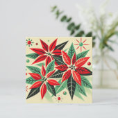 Afdrukbare Vintage Christmas 50s Pop Art Poinsetti Kaart (Staand voorkant)