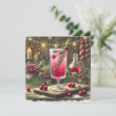 Afdrukbare Vintage Kerst Drink Cranberry Fizz Kaart (Staand voorkant)