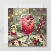 Afdrukbare Vintage Kerst Drink Cranberry Fizz Kaart (Achterkant)