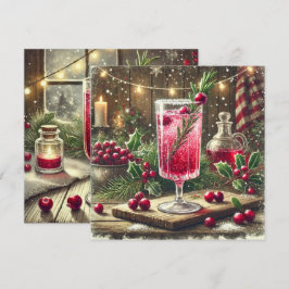 Afdrukbare Vintage Kerst Drink Cranberry Fizz Kaart