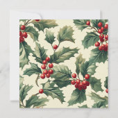 Afdrukbare Vintage Kerst Holly Patroon Papier Kaart (Achterkant)