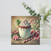 Afdrukbare Vintage Kerst Pepermunt Mocha Kaart (Staand voorkant)