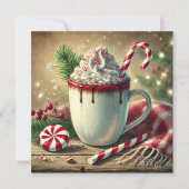 Afdrukbare Vintage Kerst Pepermunt Mocha Kaart (Voorkant)