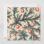 Afdrukbare vintage kerstballen en takken kaart (Achterkant)