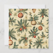 Afdrukbare vintage kerstballen en takken kaart (Voorkant)