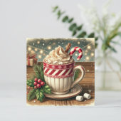 Afdrukbare Vintage Kerstvakantie Hot Chocolate Kaart (Staand voorkant)