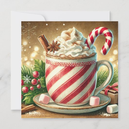 Afdrukbare Vintage Kerstvakantie Hot Chocolate Kaart (Achterkant)