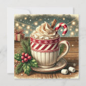 Afdrukbare Vintage Kerstvakantie Hot Chocolate Kaart (Voorkant)