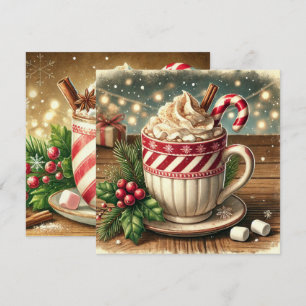 Afdrukbare Vintage Kerstvakantie Hot Chocolate Kaart