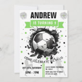 Afdrukbare Voetbal Verjaardag sjabloon Uitnodiging (Voorkant)