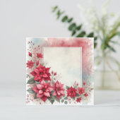 Afdrukbare Waterverf Poinsettia Lijst Scrapbook Kaart (Staand voorkant)