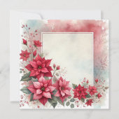 Afdrukbare Waterverf Poinsettia Lijst Scrapbook Kaart (Voorkant)