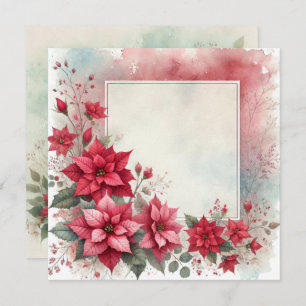 Afdrukbare Waterverf Poinsettia Lijst Scrapbook Kaart