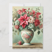 Afdrukbare Waterverf Vaas van Poinsettia Kaart (Voorkant)