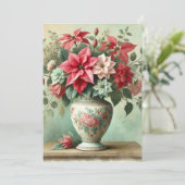 Afdrukbare Waterverf Vaas van Poinsettia Kaart (Staand voorkant)