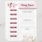 Afdrukbare weekplanner Sjabloon (Voorkant / Achterkant)