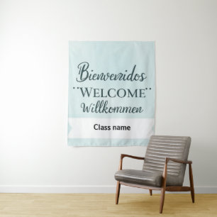 Afdrukbare welkomstbanner met klassennaam wandkleed