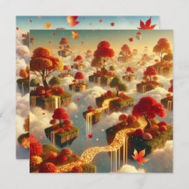 Afdrukbare Whimsical Autumn Floating Isle Scrapboo Kaart