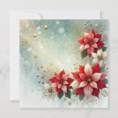 Afdrukbare Whimsical Besneeuwde Poinsettia Kerstmi Kaart (Achterkant)