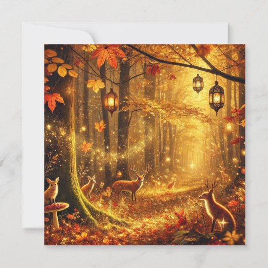 Afdrukbare Whimsical Herfst Gouden Bos Scrapboek Kaart (Achterkant)
