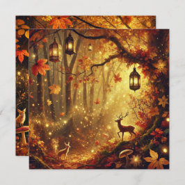 Afdrukbare Whimsical Herfst Gouden Bos Scrapboek Kaart