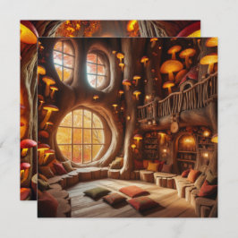 Afdrukbare Whimsical Herfst Holle Boom Scrapbook Kaart