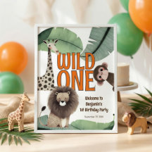 Afdrukbare Wild One Safari Welkom 1e Verjaardag