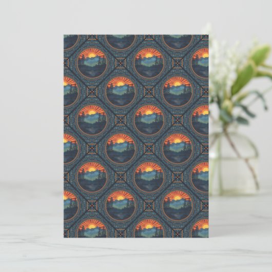Afdrukbare wildernis Sunset Mandala Tiled Kaart (Staand voorkant)