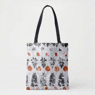 Afdrukbladeren: symmetrisch naadloos patroon. tote bag