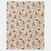 Afdrukdeken van Airedale Terrier Floral Fleece Deken (Voorkant)