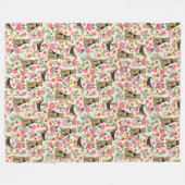 Afdrukdeken van Airedale Terrier Floral Fleece Deken (Voorkant (Horizontaal))