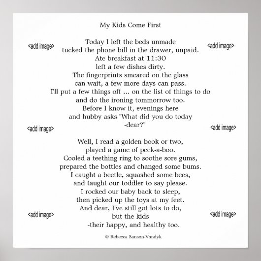 Afdrukfoto's van 'jouw' kinderen met gedicht poster (Voorkant)