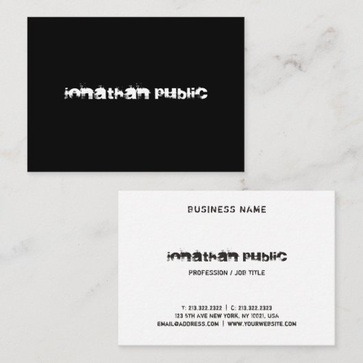 Afdrukgevoelige tekst zwart en wit, modern B&W ele Visitekaartje (Voorkant / Achterkant)