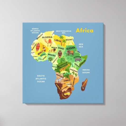 Afdrukken Afrika Map Artwork Canvas (Voorkant)