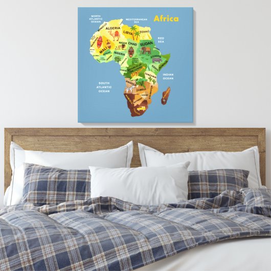 Afdrukken Afrika Map Artwork Canvas (Insitu (Slaapkamer))