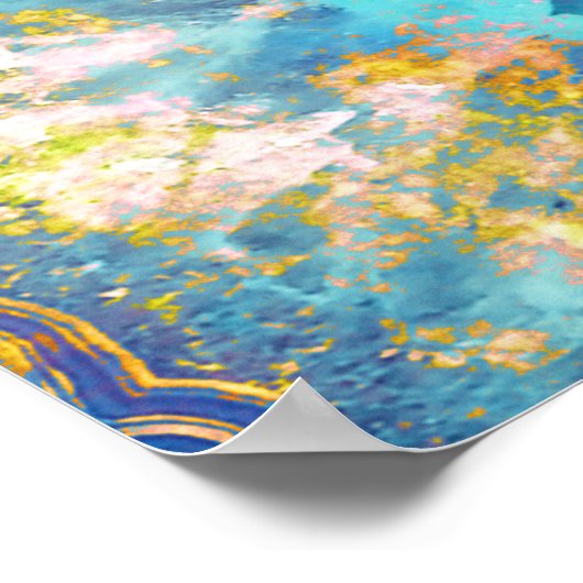 Afdrukken Agate Slice Aqua Geode-kunst weergeven Poster (Hoek)