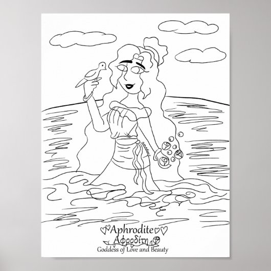 Afdrukken Aphrodite kleurplaat Poster (Voorkant)