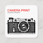 Afdrukken camera - rood + zwart op wit vierkante visitekaartje (Voorkant)