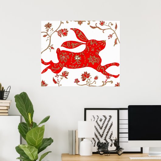 Afdrukken, Chinees nieuwjaarskonijn Poster (Thuiskantoor)