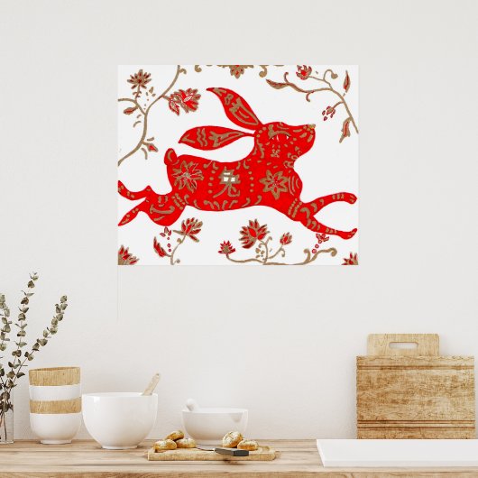 Afdrukken, Chinees nieuwjaarskonijn Poster (Keuken)