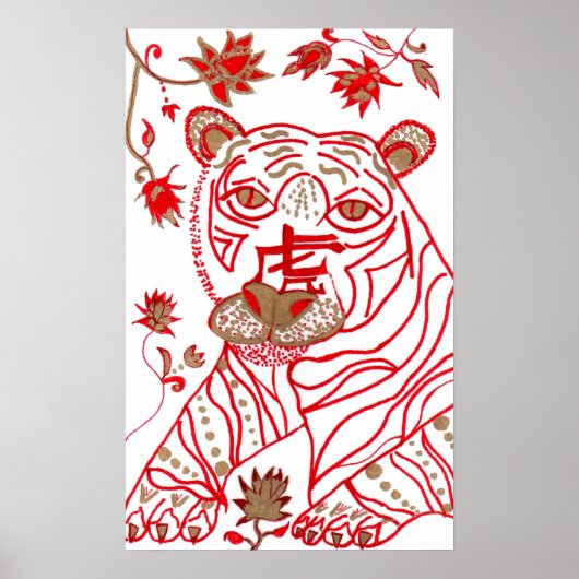 Afdrukken, Chinese astrologie tijger Poster (Voorkant)