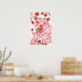 Afdrukken, Chinese astrologie tijger Poster (Keuken)