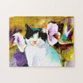 Afdrukken "Christeve the Cat with Hummingbird" Legpuzzel (Horizontaal)