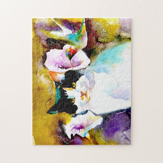 Afdrukken "Christeve the Cat with Hummingbird" Legpuzzel (Verticaal)