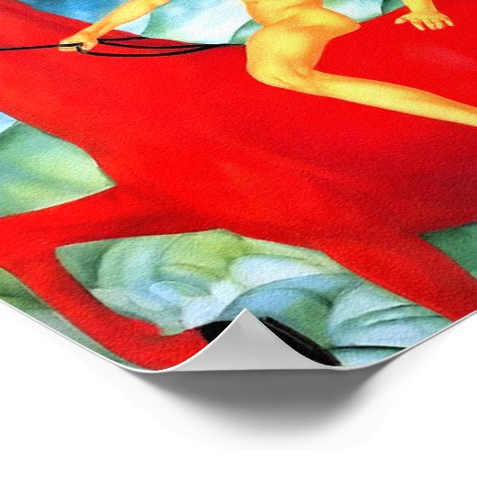 Afdrukken: De rode paarden zwemmen Poster (Hoek)