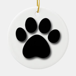 Afdrukken Dog Paw voor Hondenliefhebber ZWART PAW  Keramisch Ornament